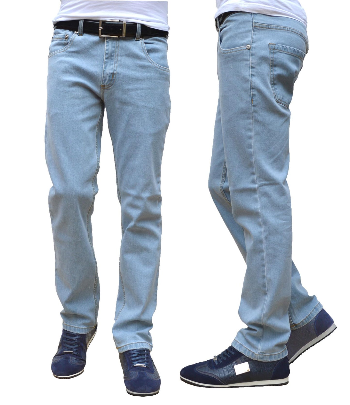 Mens Stretch Slim Fit Classic Basic Denim Slimfit Jeans Black All UK Waist and Leg Size